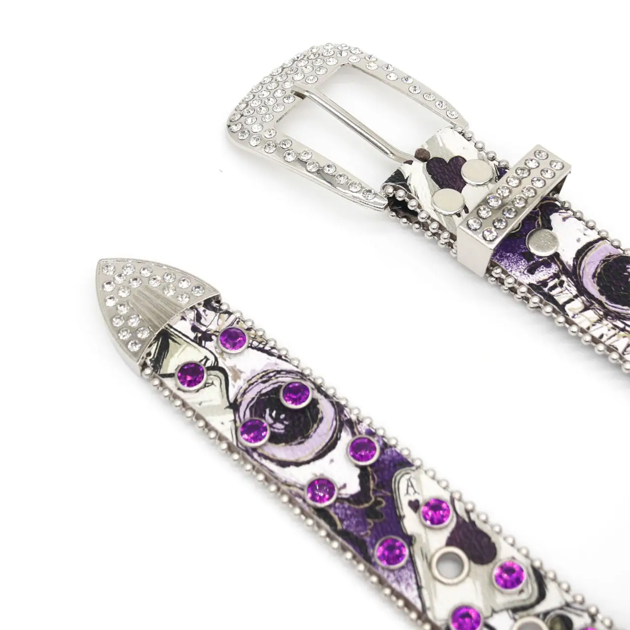 Punk Women's Rhinestone Belt with Purple Stones - Image 9