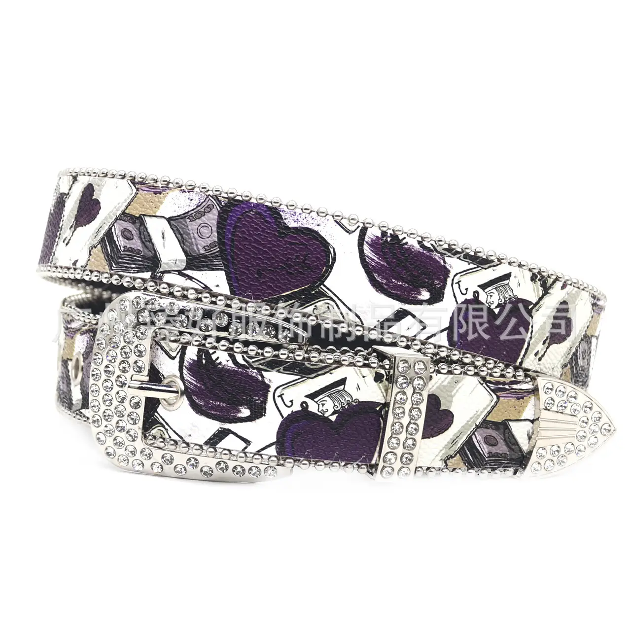 Punk Women's Rhinestone Belt with Purple Stones - Image 2