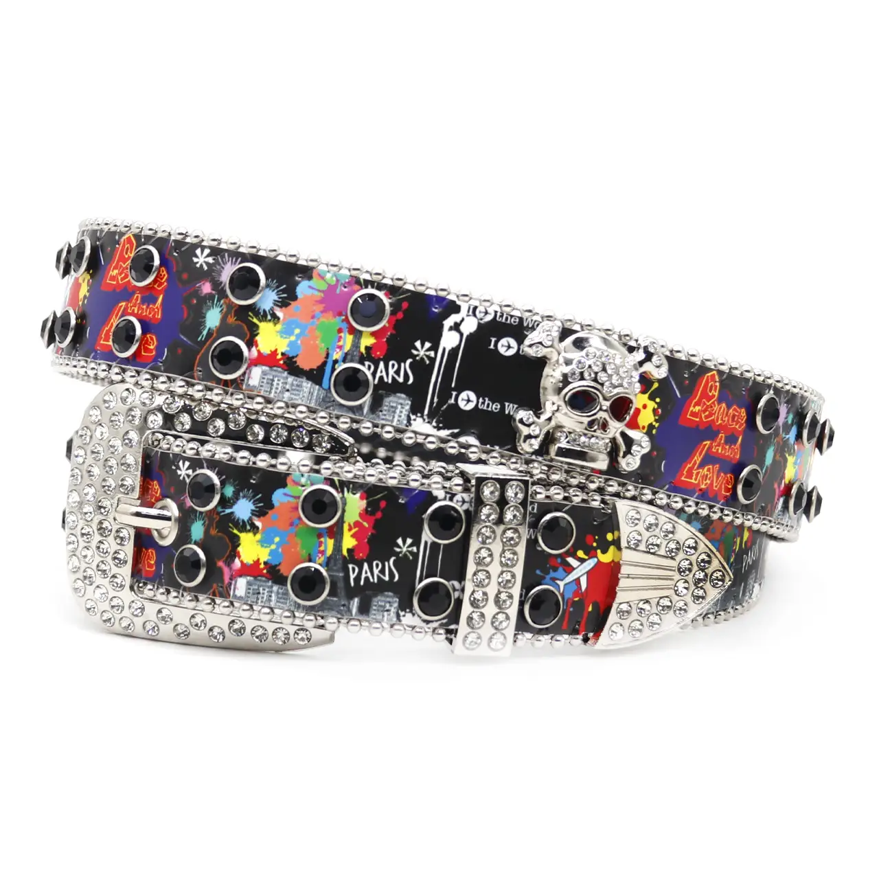 Punk Women's Rhinestone Belt with Purple Stones - Image 3