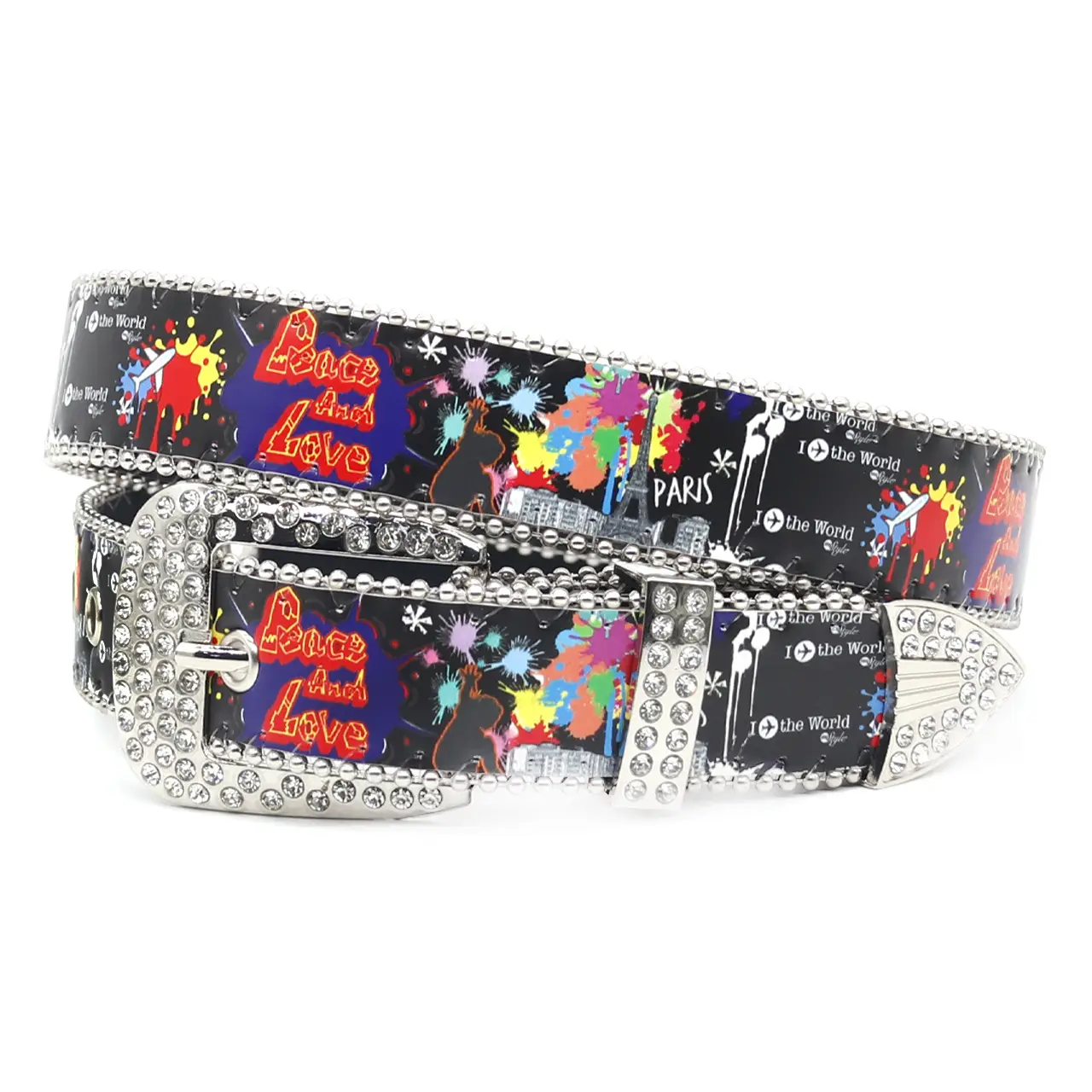 Punk Women's Rhinestone Belt with Purple Stones - Image 4