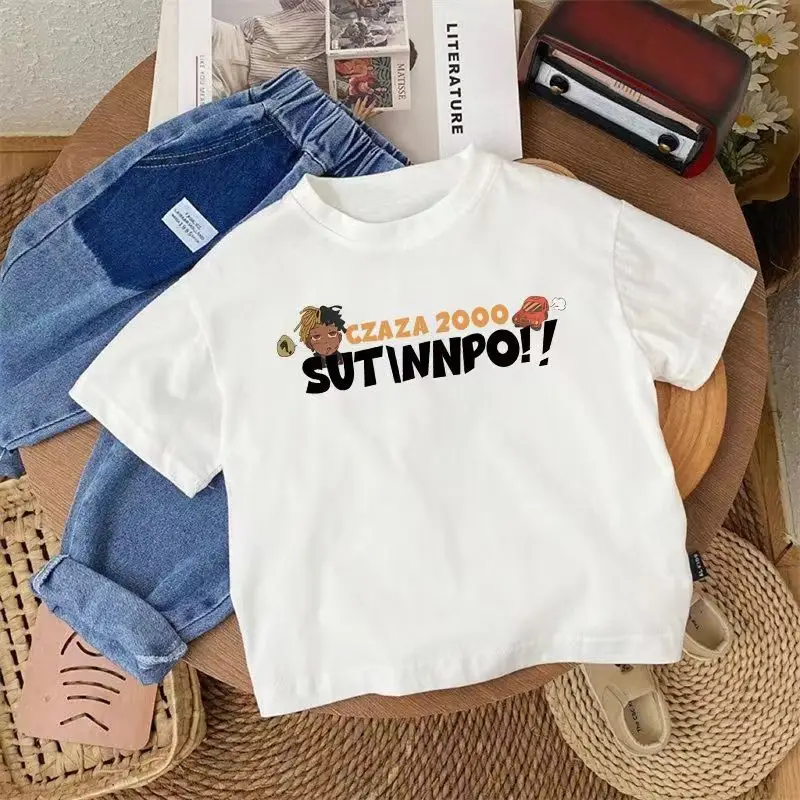 Summer Kids T-Shirt Cyber Print White Black - Image 2