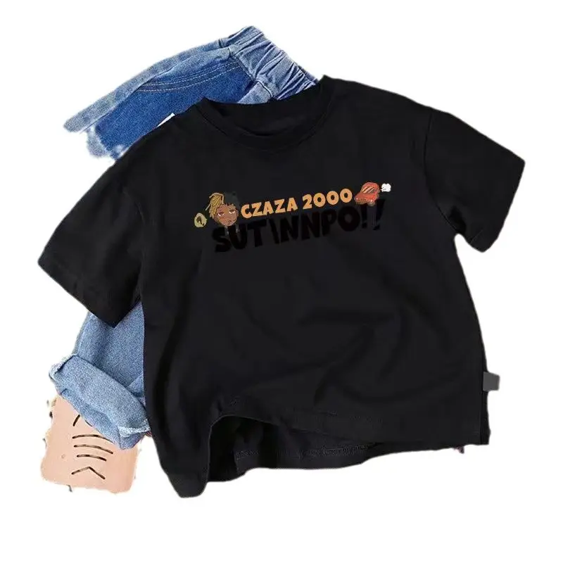Summer Kids T-Shirt Cyber Print White Black - Image 6