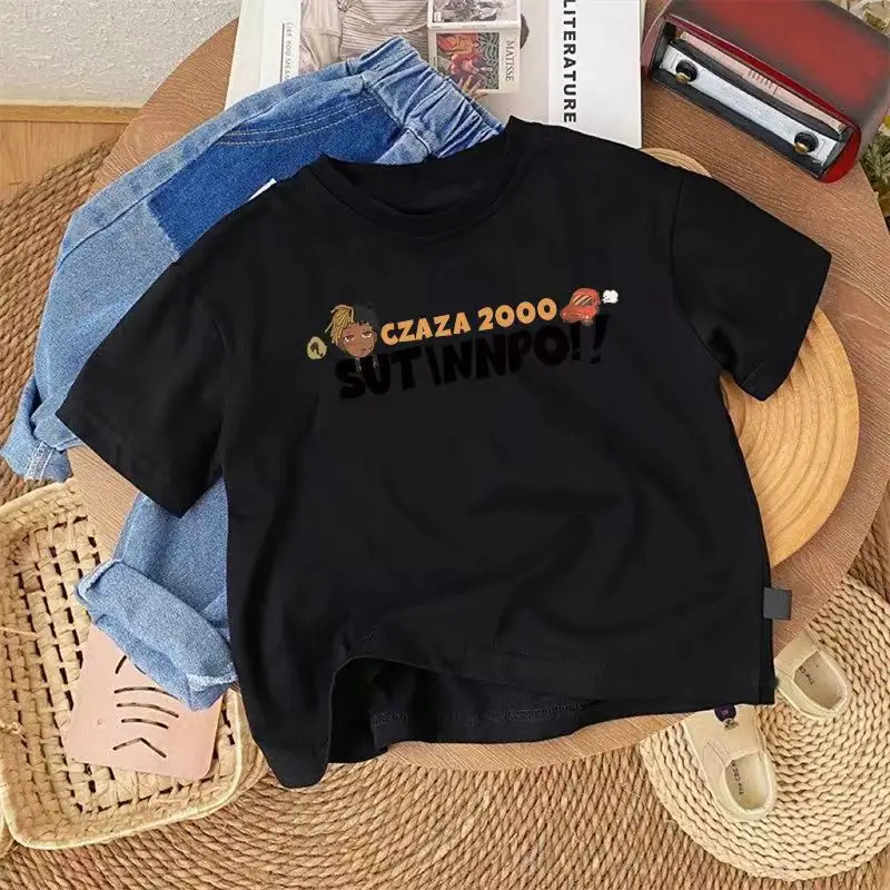 Summer Kids T-Shirt Cyber Print White Black