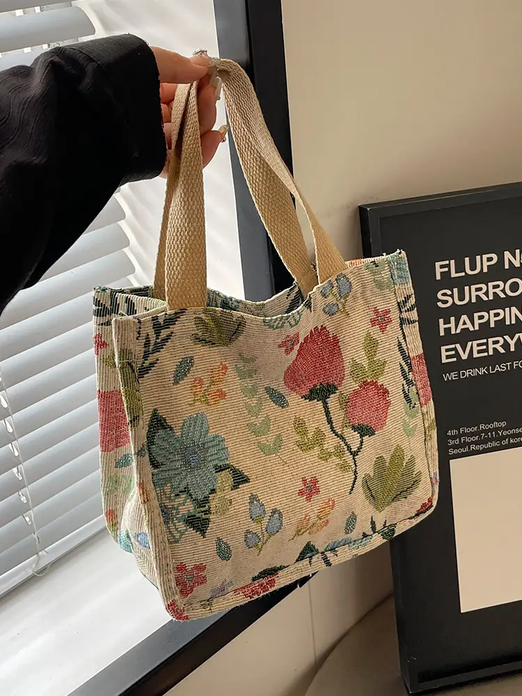 Large Floral Print Women's Commuter Tote Bag - Image 5