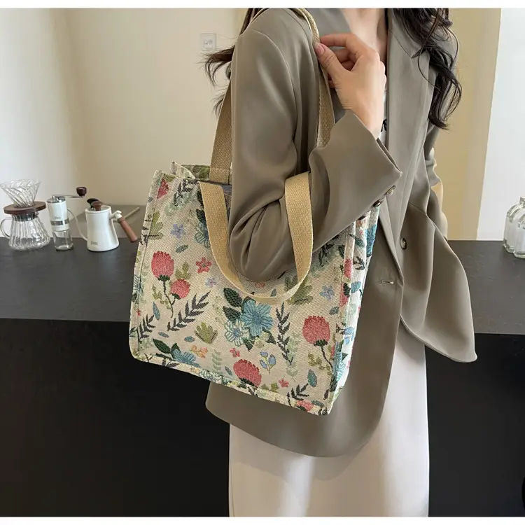 Large Floral Print Women's Commuter Tote Bag — feature 12