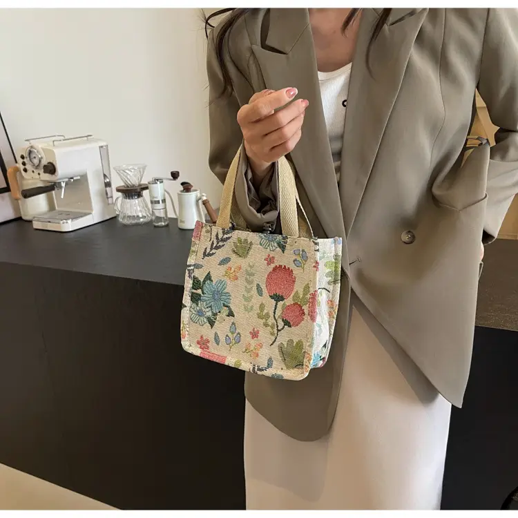 Large Floral Print Women's Commuter Tote Bag — feature 15