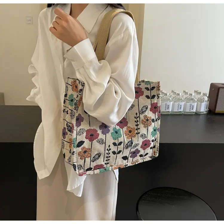Large Floral Print Women's Commuter Tote Bag — feature 19