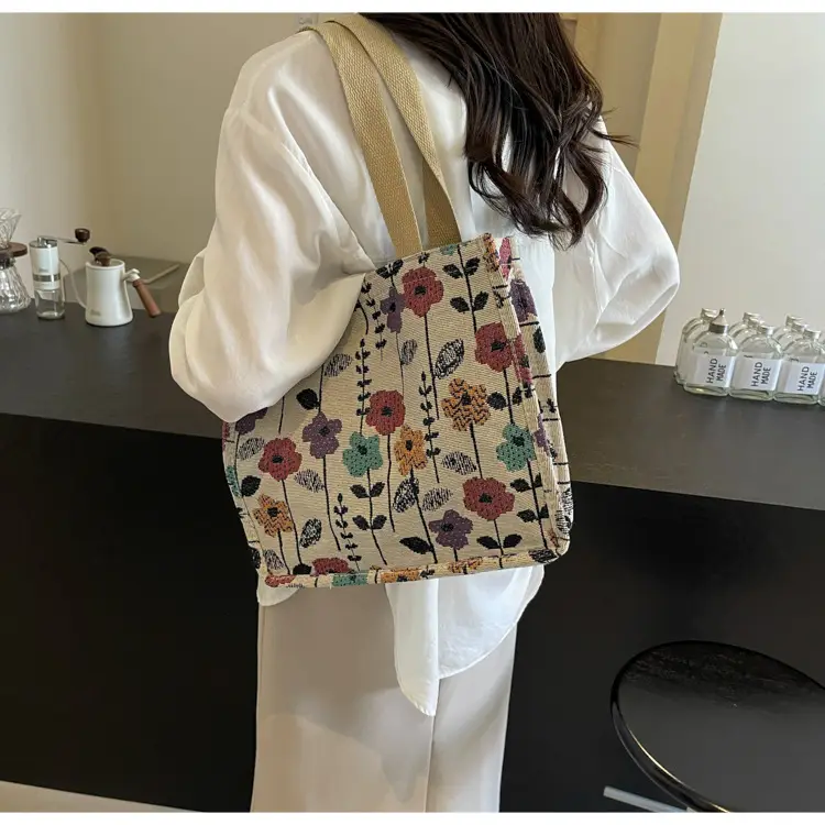 Large Floral Print Women's Commuter Tote Bag — feature 20