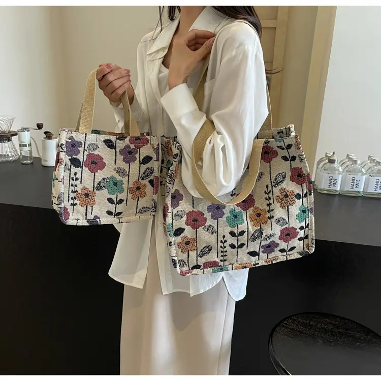 Large Floral Print Women's Commuter Tote Bag — feature 21