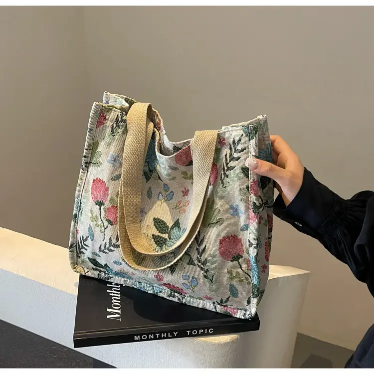 Large Floral Print Women's Commuter Tote Bag — feature 23