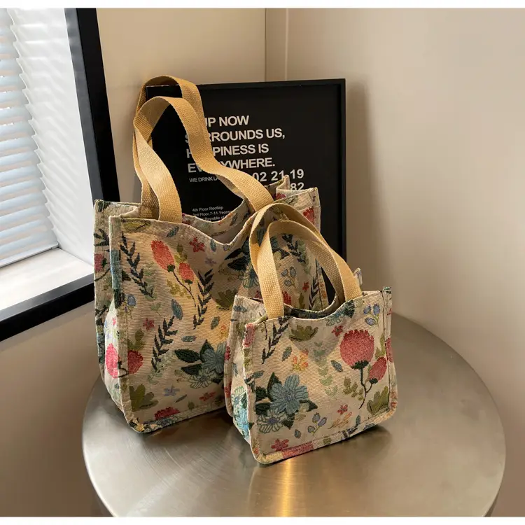 Large Floral Print Women's Commuter Tote Bag — feature 24