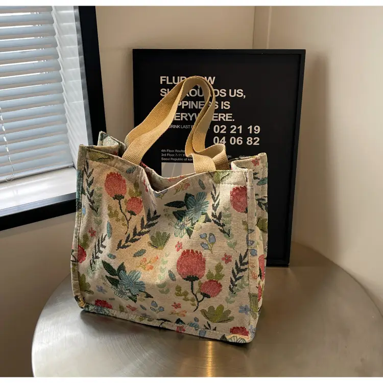 Large Floral Print Women's Commuter Tote Bag — feature 25