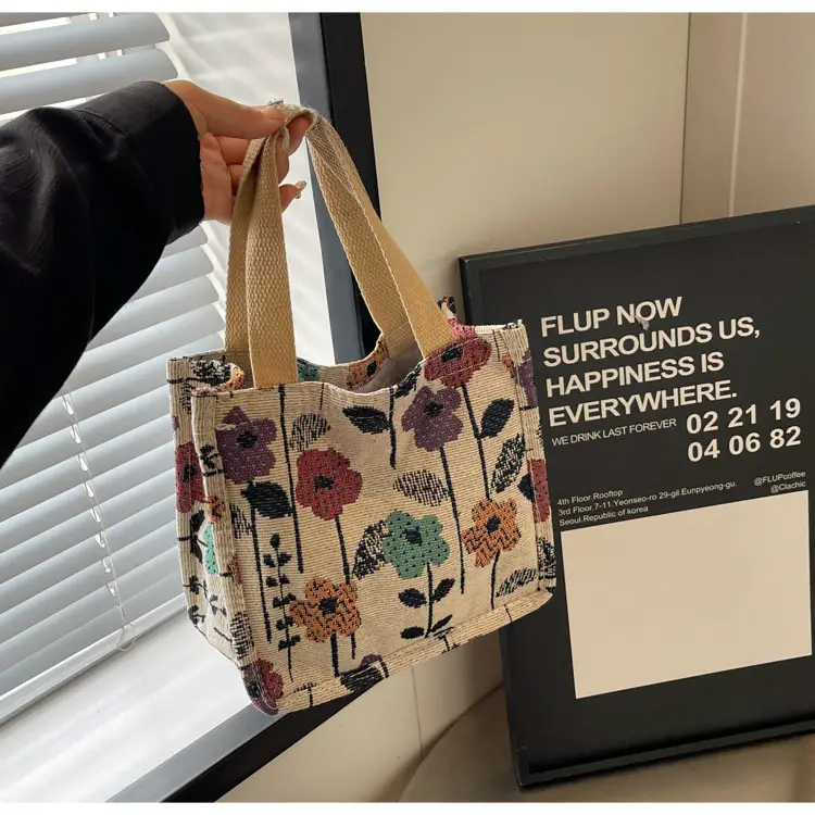 Large Floral Print Women's Commuter Tote Bag — feature 26