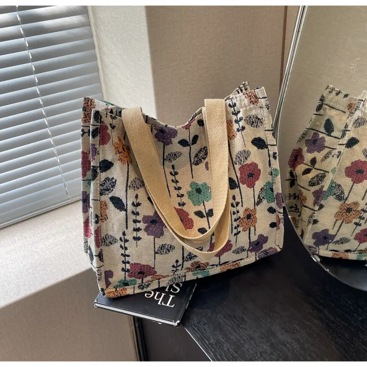 Large Floral Print Women's Commuter Tote Bag — feature 27
