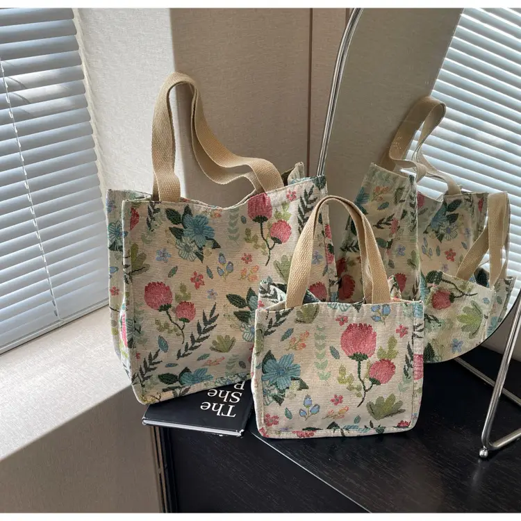 Large Floral Print Women's Commuter Tote Bag — feature 28