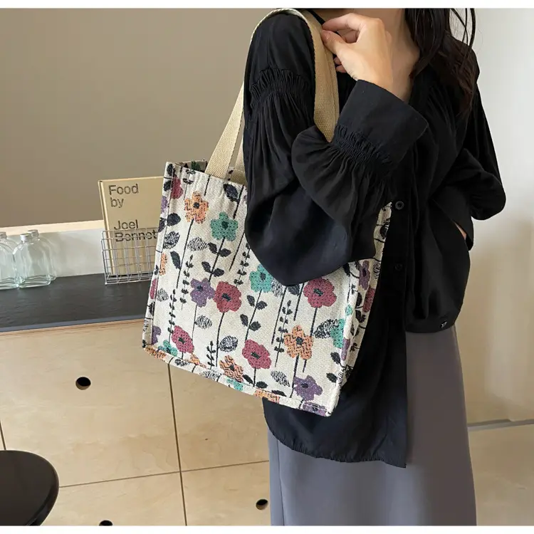 Large Floral Print Women's Commuter Tote Bag — feature 29