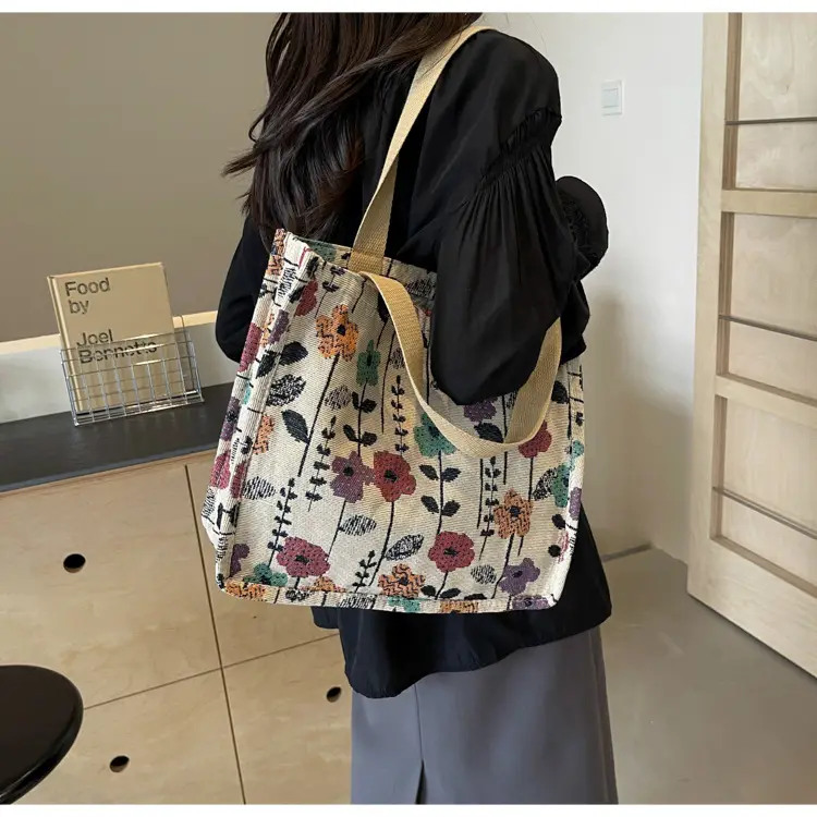 Large Floral Print Women's Commuter Tote Bag — feature 31