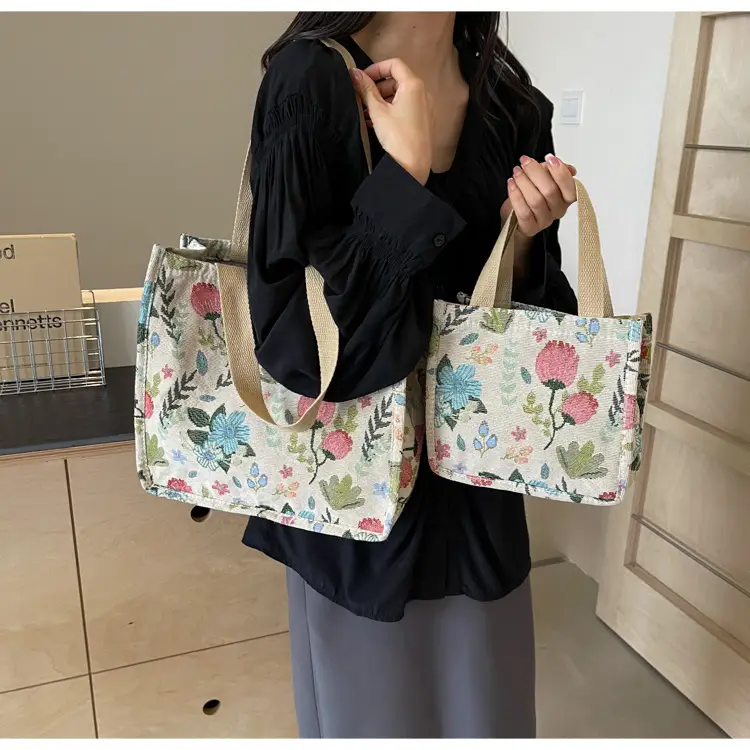 Large Floral Print Women's Commuter Tote Bag — feature 33
