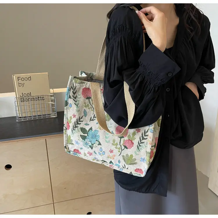 Large Floral Print Women's Commuter Tote Bag — feature 34