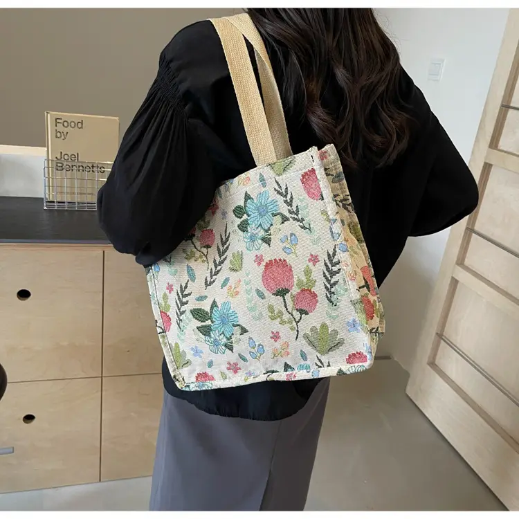 Large Floral Print Women's Commuter Tote Bag — feature 35