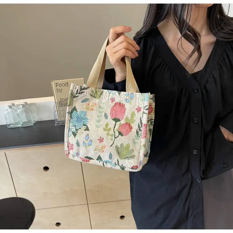 Large Floral Print Women's Commuter Tote Bag — feature 37