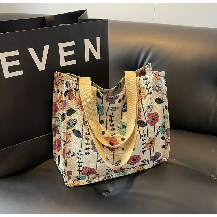 Large Floral Print Women's Commuter Tote Bag — feature 38