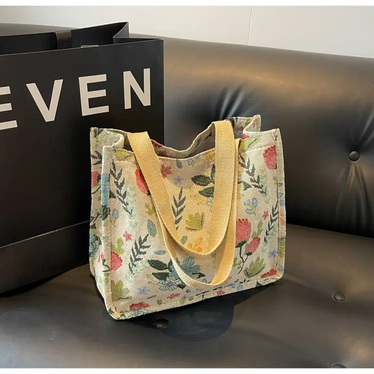 Large Floral Print Women's Commuter Tote Bag — feature 39