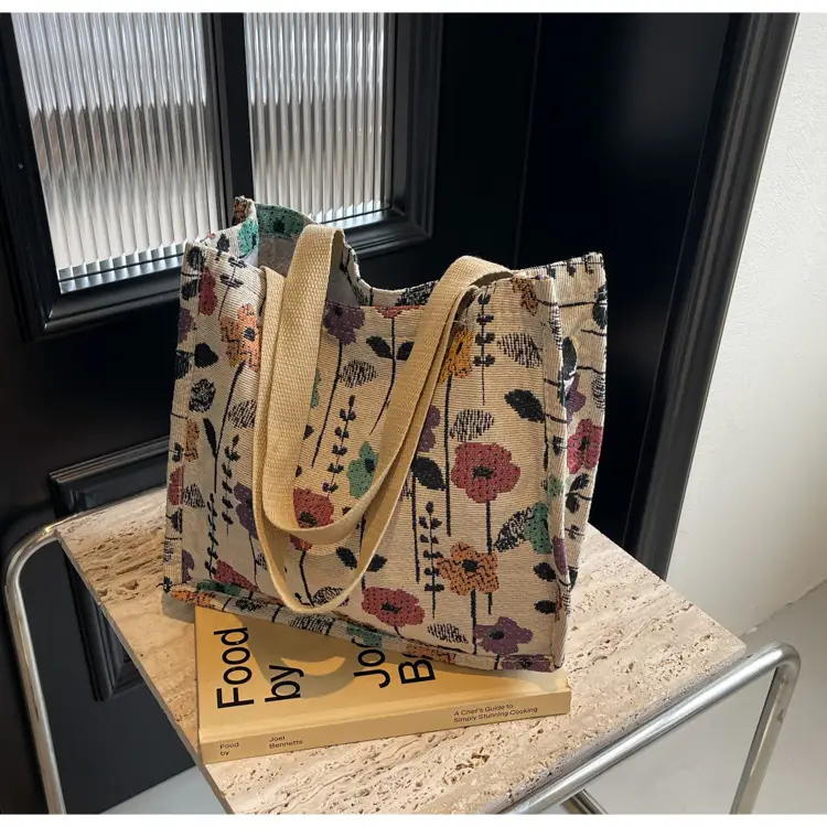 Large Floral Print Women's Commuter Tote Bag — feature 40