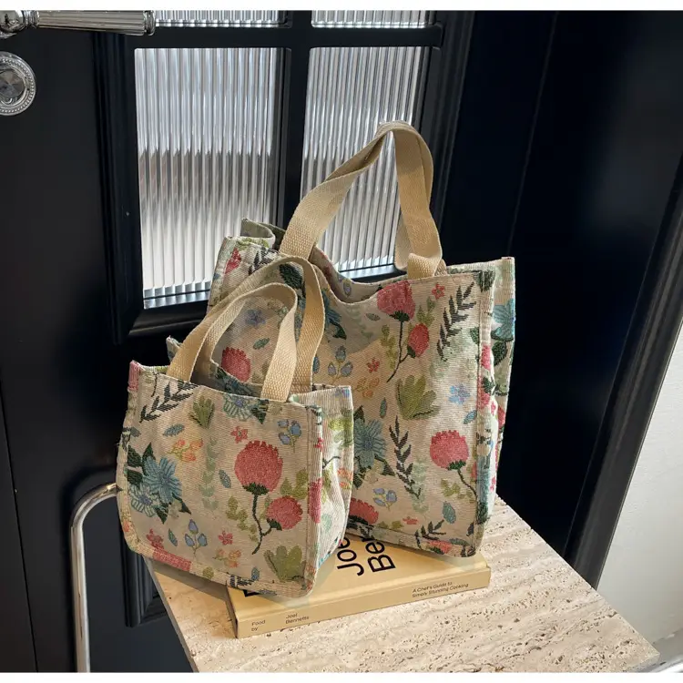 Large Floral Print Women's Commuter Tote Bag — feature 41