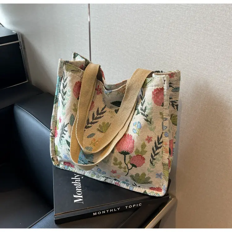 Large Floral Print Women's Commuter Tote Bag — feature 42