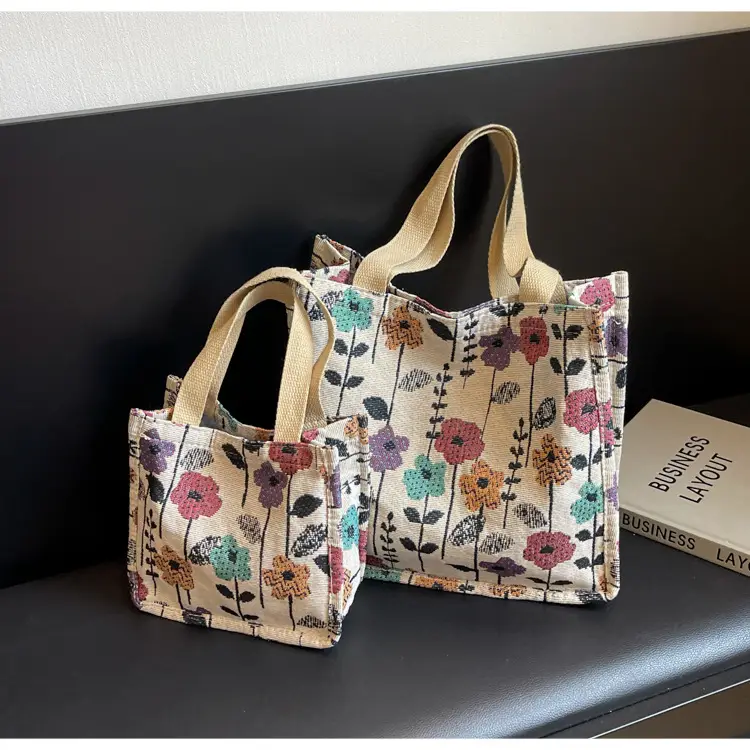 Large Floral Print Women's Commuter Tote Bag — feature 43