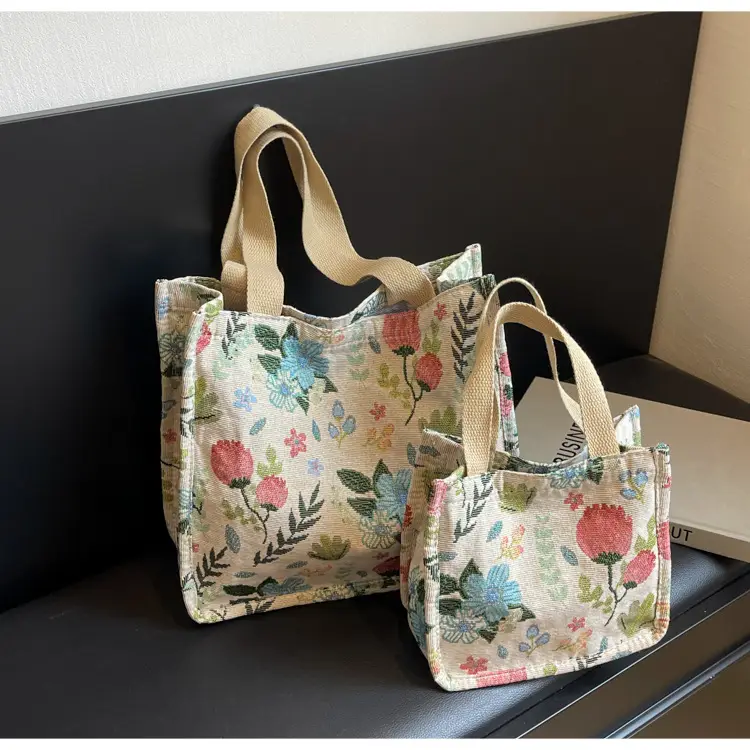 Large Floral Print Women's Commuter Tote Bag — feature 44