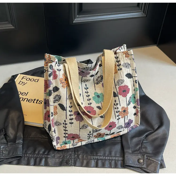 Large Floral Print Women's Commuter Tote Bag — feature 45