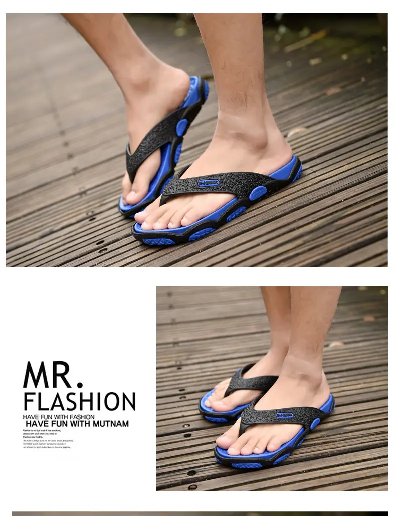 plus size Flip-flops Men's Summer Outer Wear Beach Slippers Casual Two-color Foreign Trade Slippers Men's Cross-border Slippers Men's — feature 34