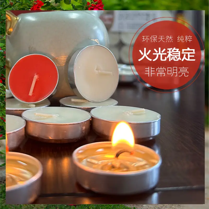 Smokeless and Odorless Candle Household Tea Wax Natural Environmentally Friendly Health 2-8 Hours Restaurant Heating Small Candle Warm Tea Wax