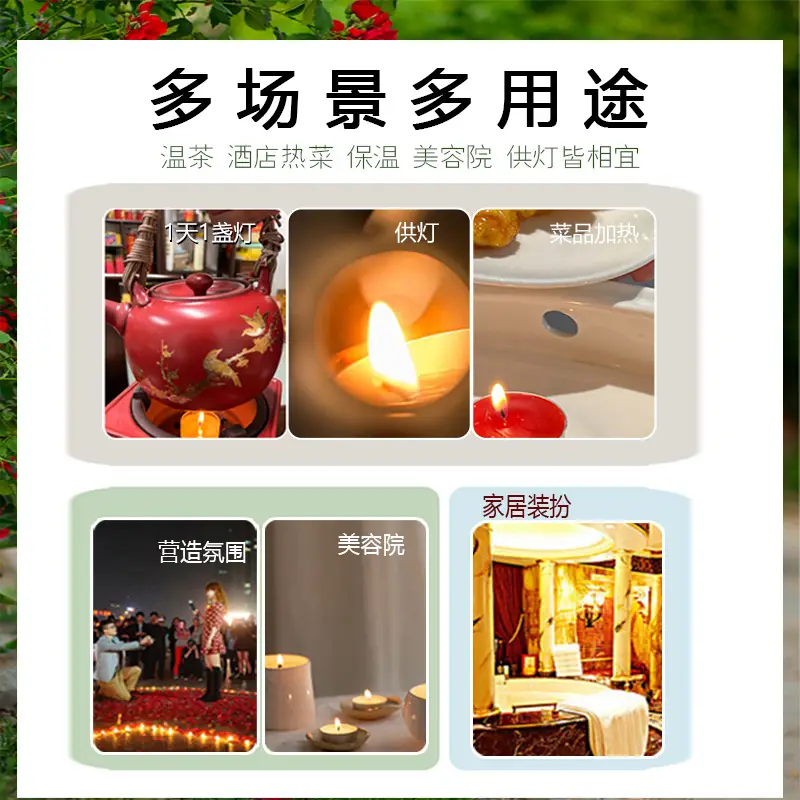 Smokeless and Odorless Candle Household Tea Wax Natural Environmentally Friendly Health 2-8 Hours Restaurant Heating Small Candle Warm Tea Wax