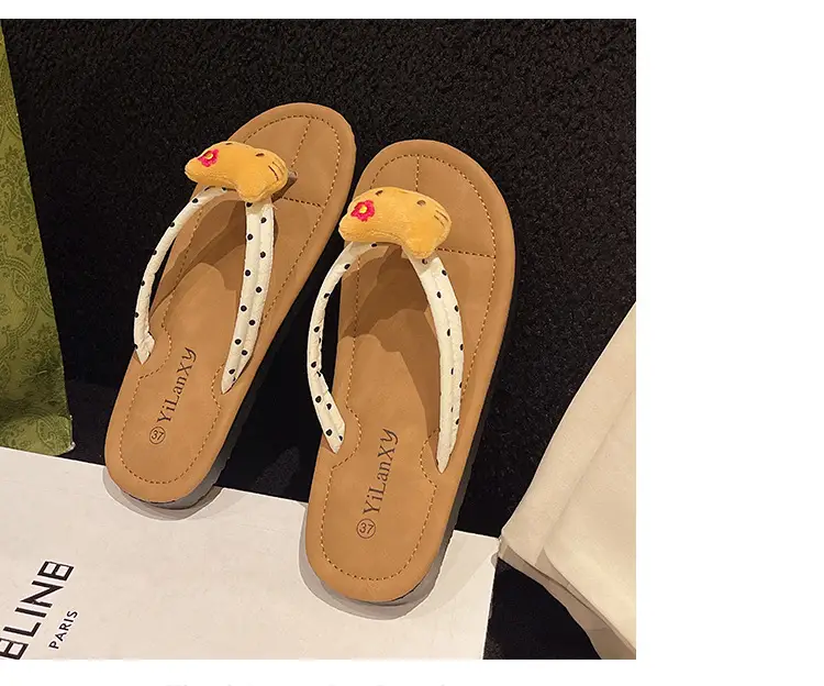 2024 Cartoon Cat Flat Flip Flops Women Plus Size — feature 10