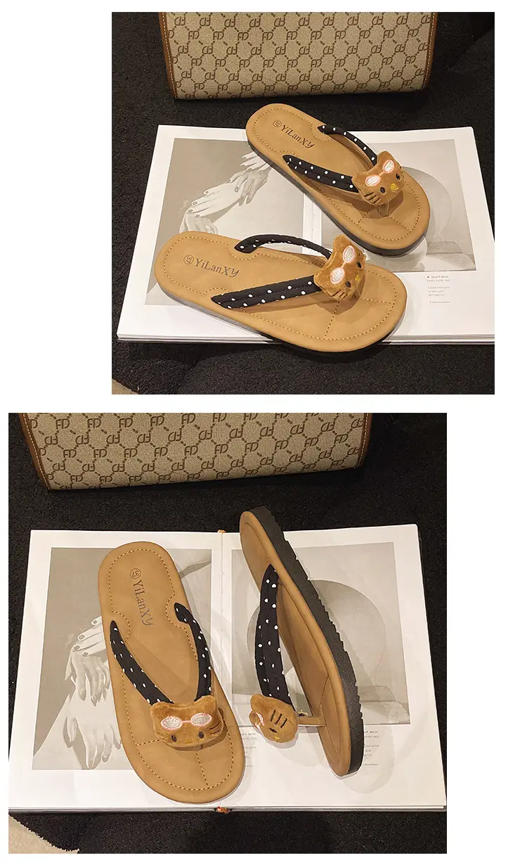 2024 Cartoon Cat Flat Flip Flops Women Plus Size — feature 8