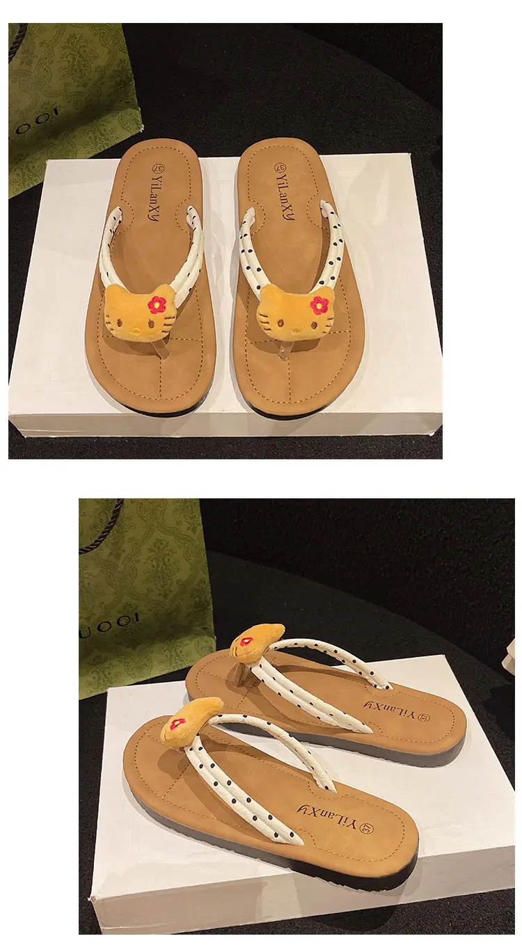 2024 Cartoon Cat Flat Flip Flops Women Plus Size — feature 9