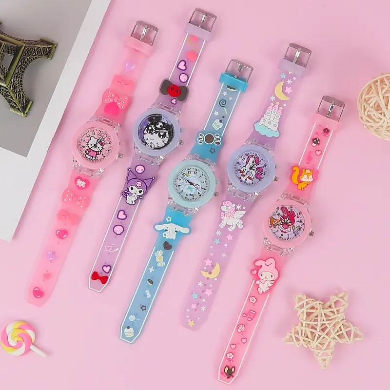 Sanrio Unicorn Cartoon Watch for Girls Pink Crystal Band - Image 6