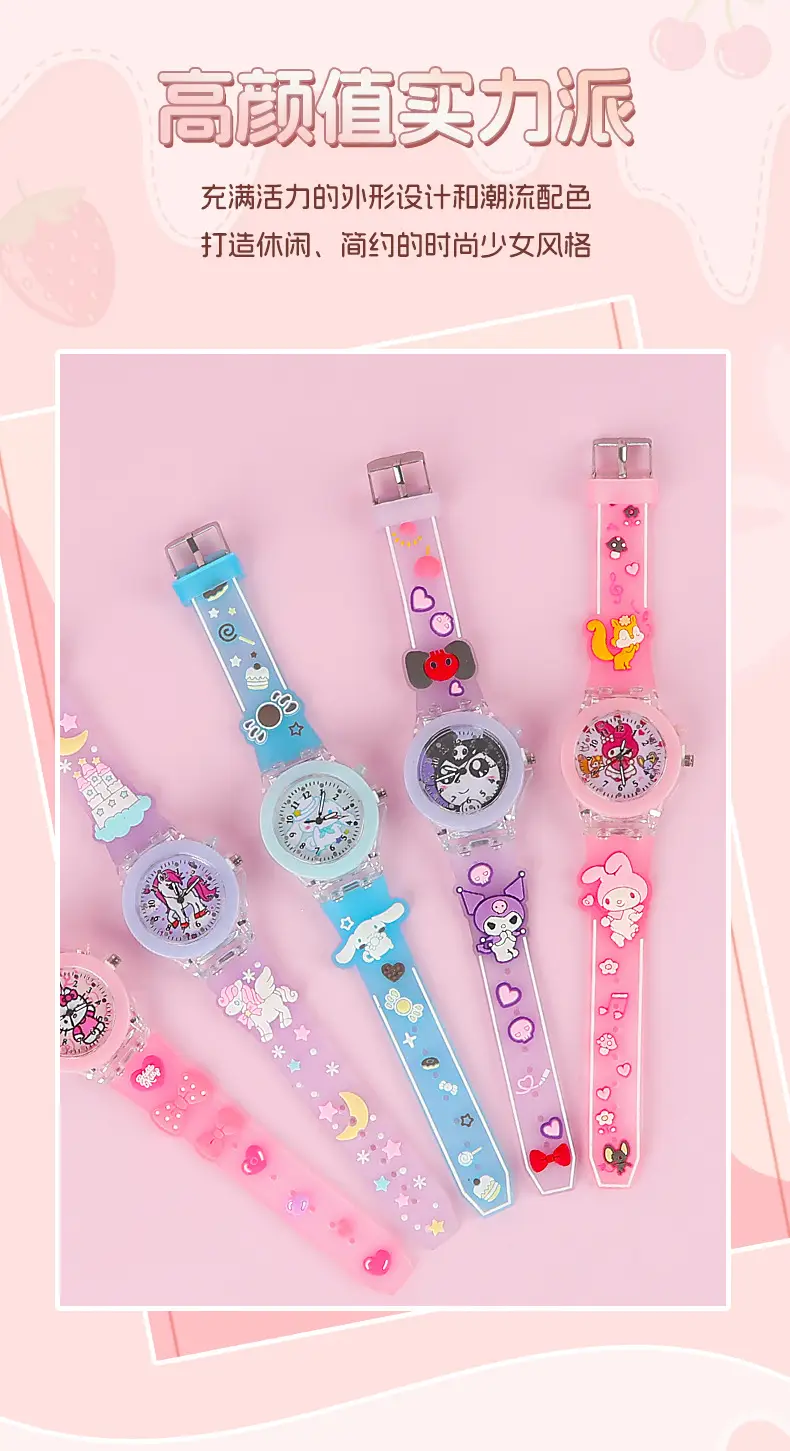 Sanrio Unicorn Cartoon Watch for Girls Pink Crystal Band — feature 3