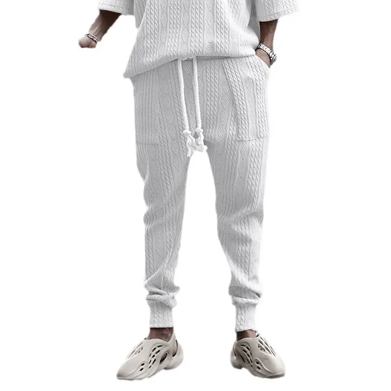 Men's Jacquard Drawstring Pants Large Casual Set - Image 10