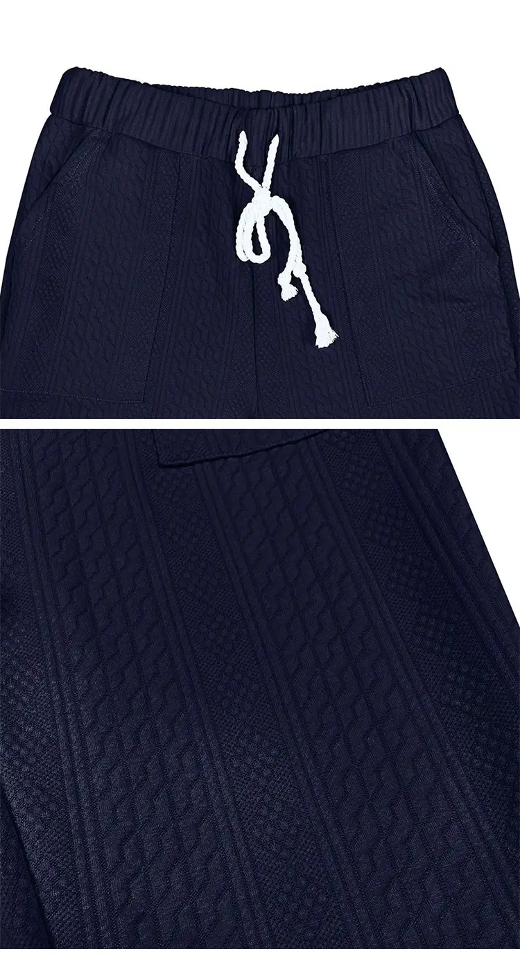Men's Jacquard Drawstring Pants Large Casual Set — feature 3