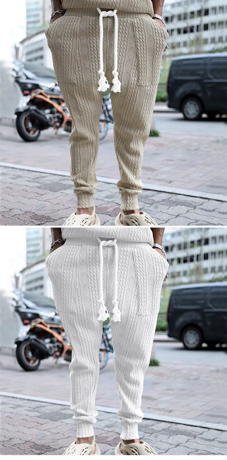 Men's Jacquard Drawstring Pants Large Casual Set — feature 6
