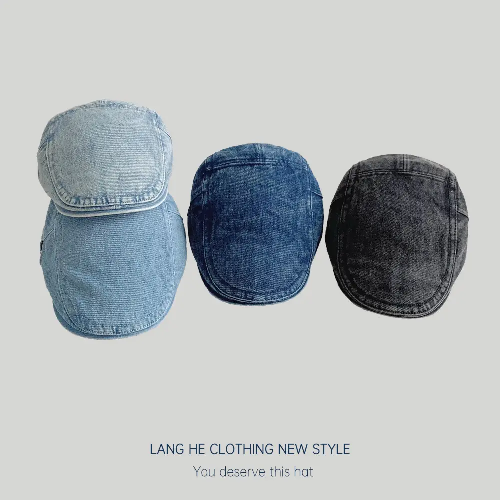 Light Plate Denim Forward Cap Men Women Korean Style - Image 6