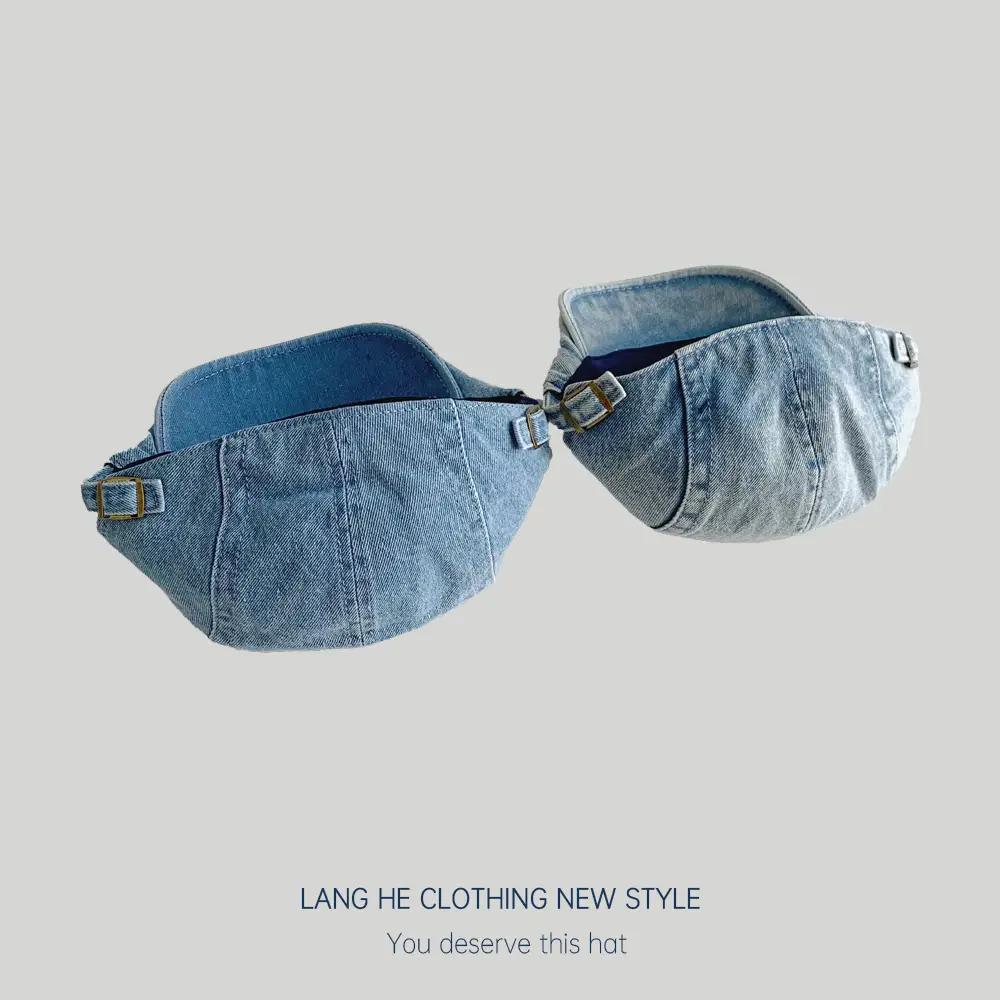 Light Plate Denim Forward Cap Men Women Korean Style - Image 8