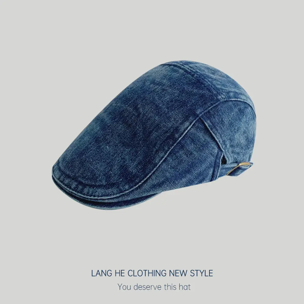 Light Plate Denim Forward Cap Men Women Korean Style - Image 2