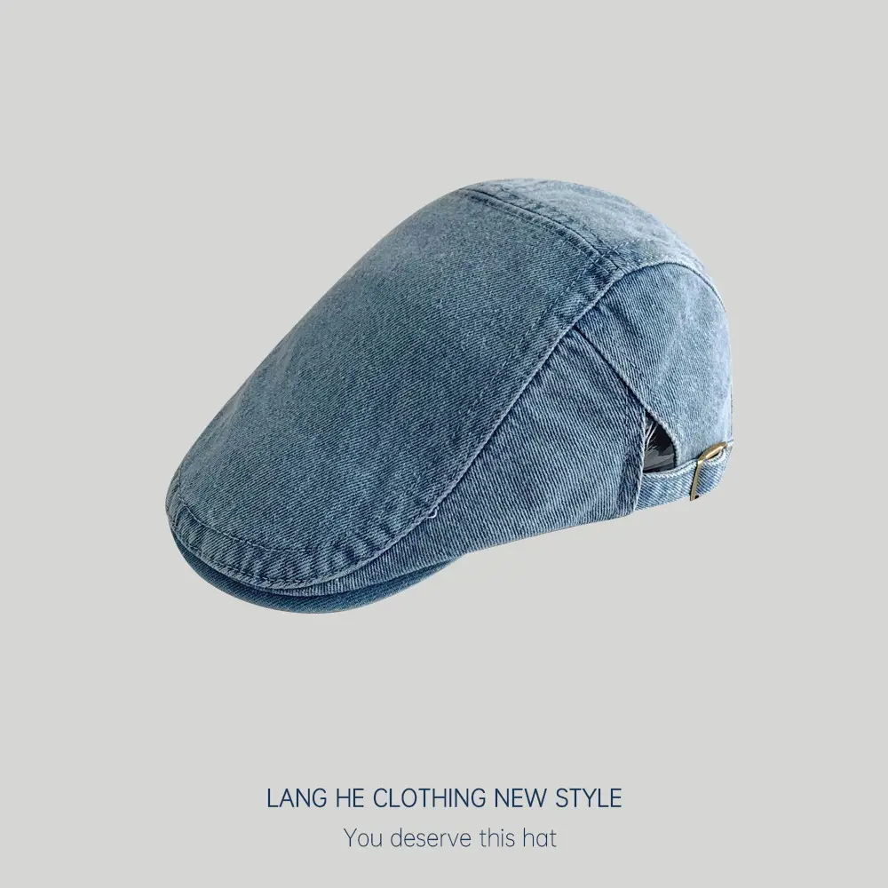 Light Plate Denim Forward Cap Men Women Korean Style - Image 3
