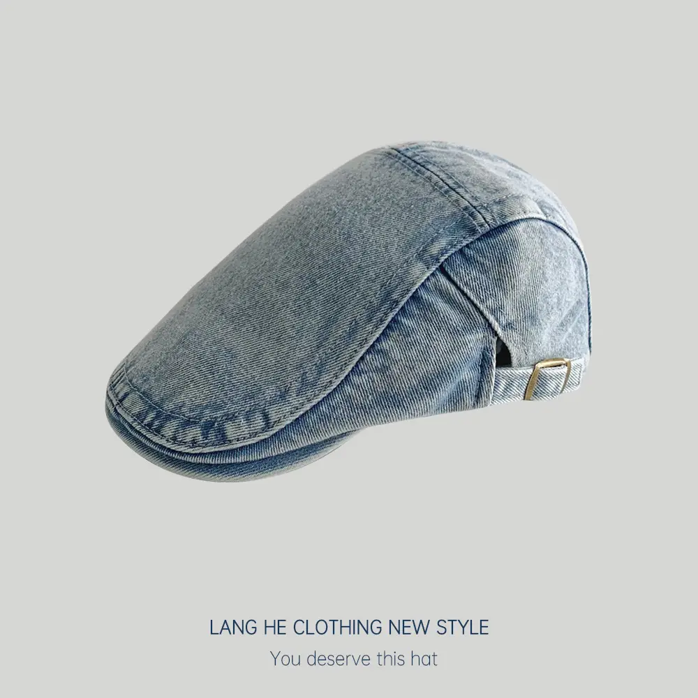Light Plate Denim Forward Cap Men Women Korean Style - Image 4