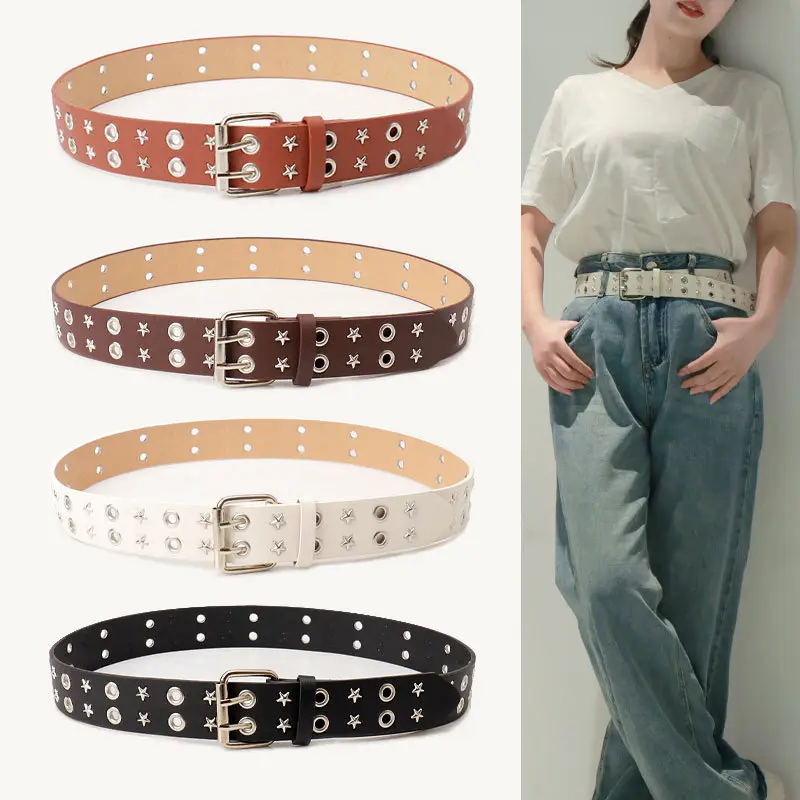 Women's Crossbody Belt with Star Rivets and Buckle - Image 4